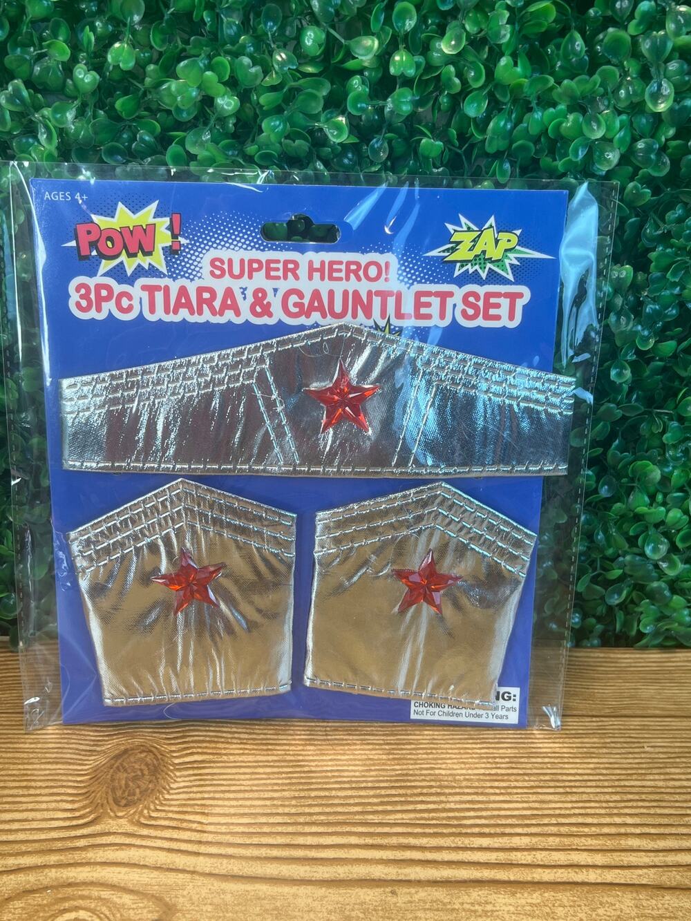 3 pc Tiara & Gauntlet Set, Woman Super Hero Accessory Costume w magnetic closure
